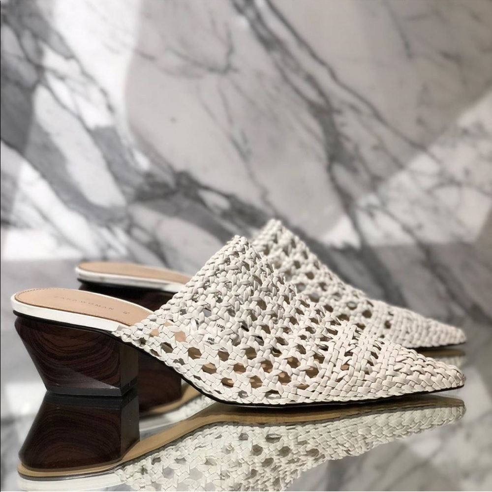 ZARA Woven Cowboy Heeled Mules BNWT